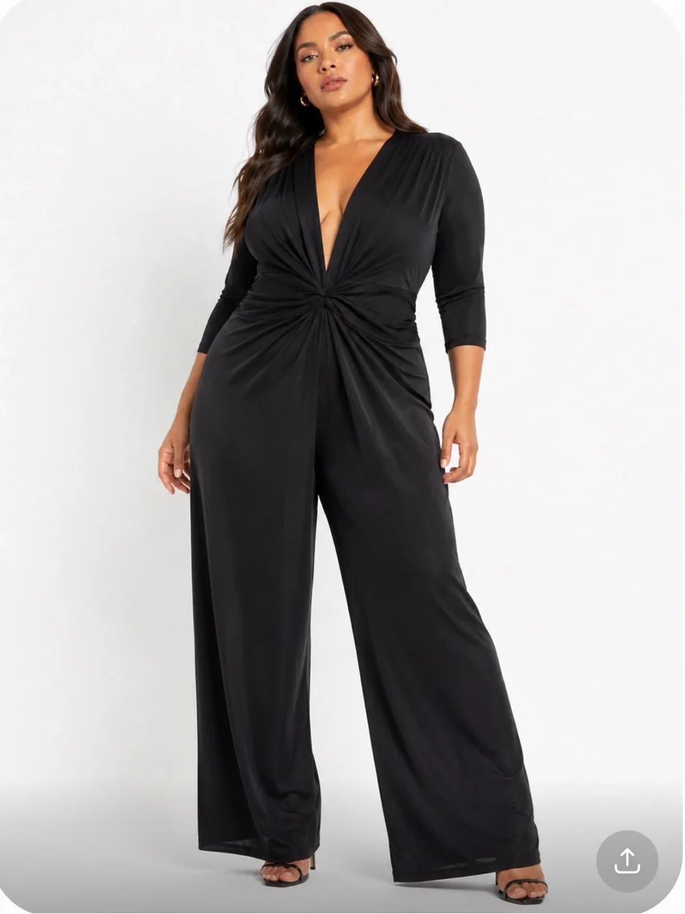 ELIZA J Classic Black Twist-Front Jumpsuit Size 16W